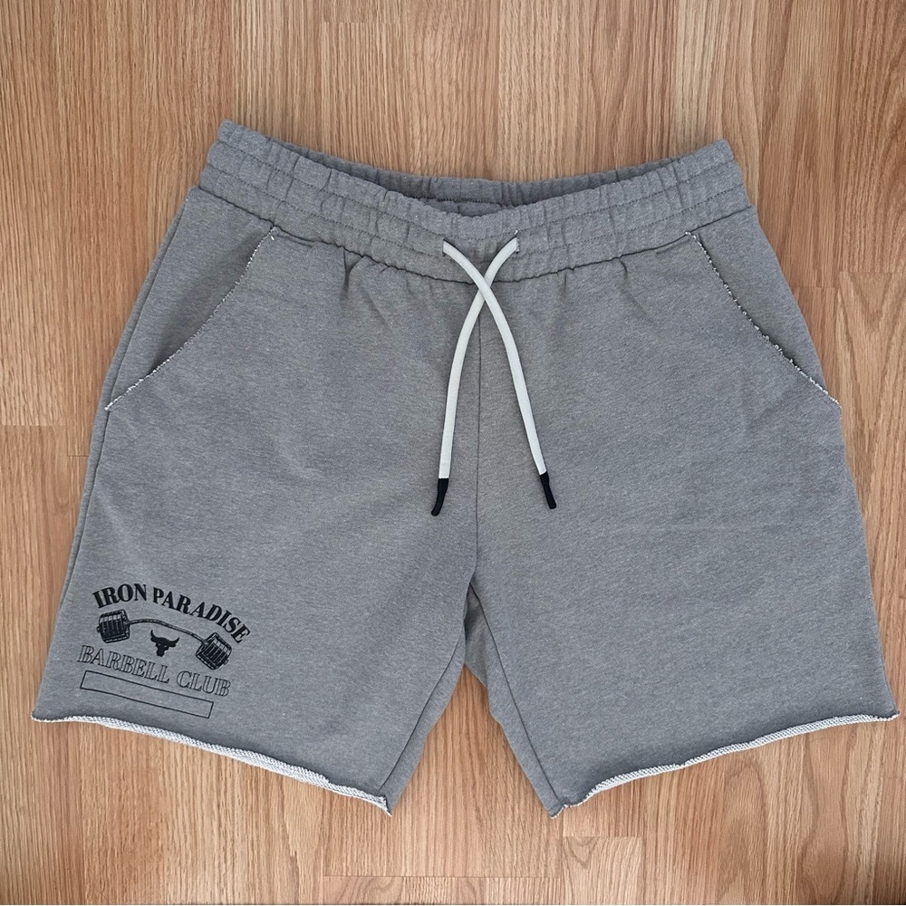 UNDER ARMOR Gray Athletic Shorts with Elastic Waistband & Pockets, Size Large